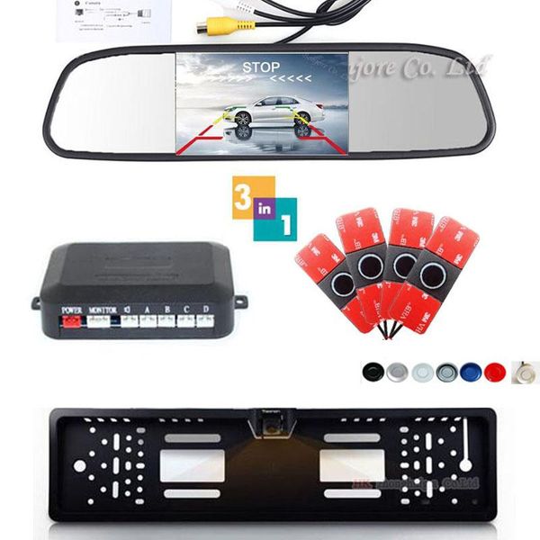 

car rear view cameras& parking sensors 16mm flat sensor 4 backup radar system europe license plate frame parktronic camera &video monitor