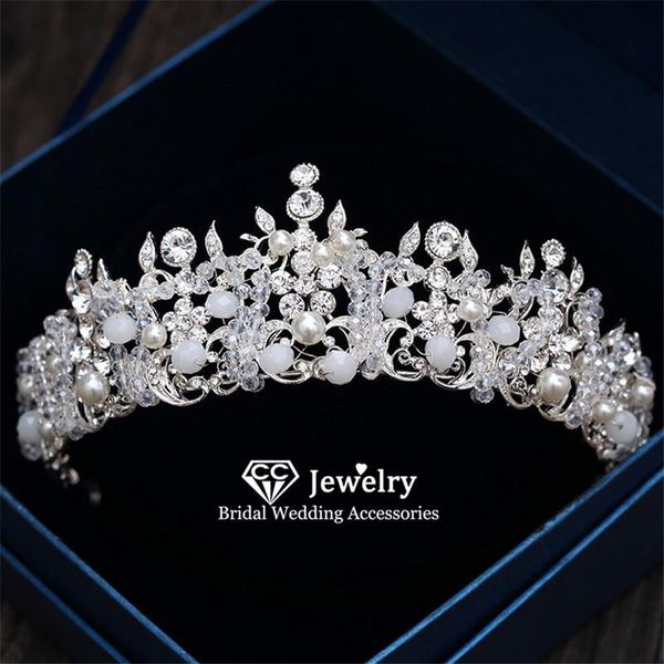 

hair clips & barrettes wedding crown hairbands engagement accessories for bridal tiara pearl jewelry rhinestone trendy party gift jewellr, Golden;silver