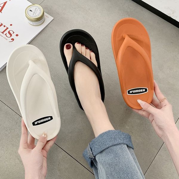 

home couple slipper girl south korea summer rocking bottom beach leisure herringbone tide, Black