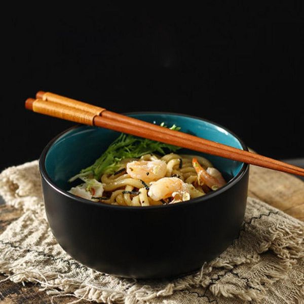 

bowls fancity japanese ceramic rice bowl peacock blue round soup spoon combination household dessert noodle single