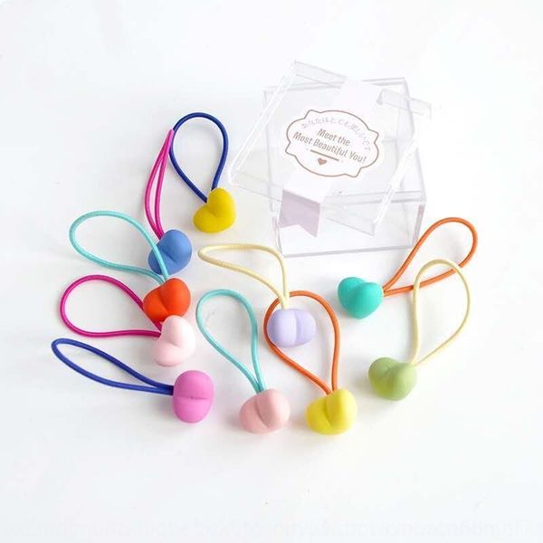 

g9j korean children's rubber candy color hair accessories circle children's band cute baby hair rope 10 boxed rubber bands, Slivery;white