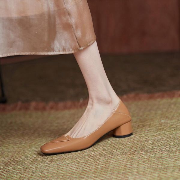 

quality office lady women pumps pu casual square low heels work shoes shallow solid elegant ladies size 31-43 dress, Black