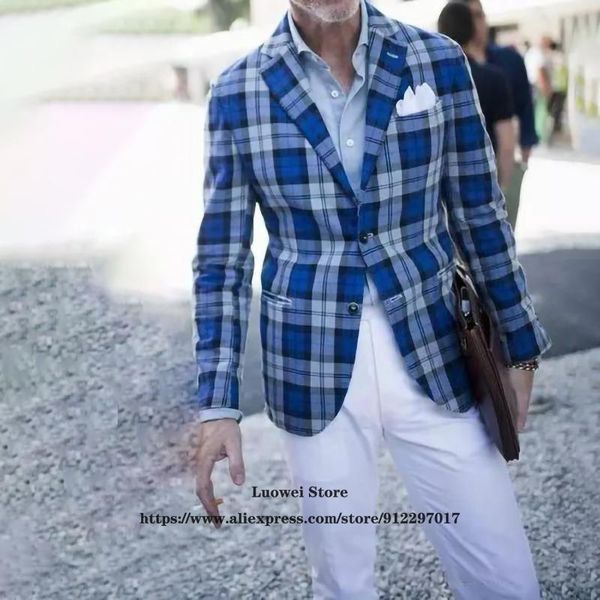 

men's suits & blazers fashion tweed plaid mens suit casual formal business blazer male wedding groom tuxedo 2 piece set terno masculino, White;black