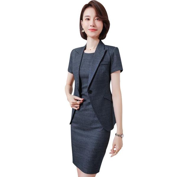 

women suits summer short sleeve jacket office lady formal work clothes woman set 6901 es, White;black