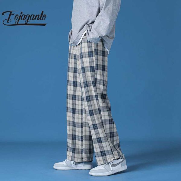 

men's pants fojaganto streetwear black plaid 2021 mens straight harem men korean hip hop trousers