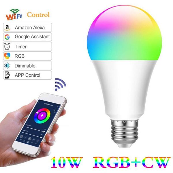 

smart home control e27/b22/e26/e14/g10 led light bulb wifi rgb iftvoice phone apps by amazon alexa google