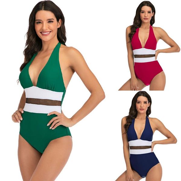 

womens mesh stitching swimsuit cover belly bathing suit women one piece plus size swimwear one-piece suits
