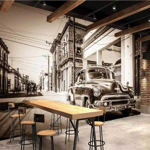

wallpapers custom retro nostalgic black and white street sculpture mural 3d wallpaper roll living room tv bedroom background wall covering
