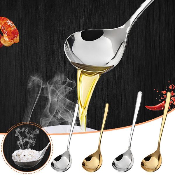 

spoons 2021 stainless steel mini ladle 1/2/4pcs sauce gravy spoon with smooth surface polished deep serving soup 7.9/6.7inch