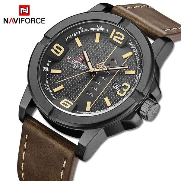 

naviforce watch men luxury brand watches mens big dial sport wristwatch waterproof quartz male clock relogio masculino 210517, Slivery;brown