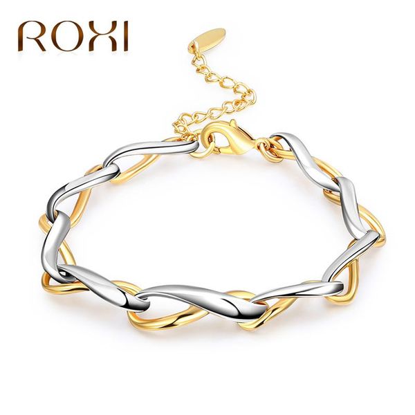 

charm bracelets roxi romad brand silver/ yellow gold color number 8 shaped chain bracelet for women luxury infinity bangles gift, Golden;silver