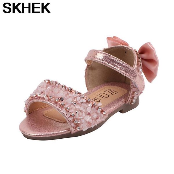 

spring summer bow flat princess shoes big children's students dance girls fashion bright diamonds half sandals, Black;red