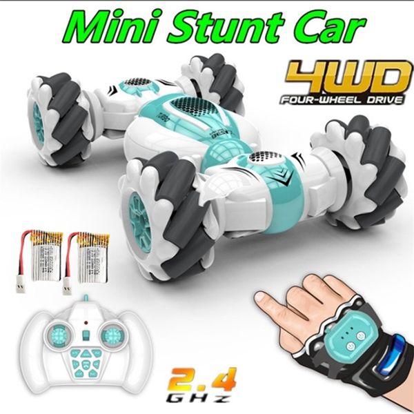 S-012 2,4 GHz 4WD Mini RC Stunt Auto Fernbedienung Uhr Gesten Sensor Elektrische Spielzeug Drift Rotation Geschenk für Kinder 220315
