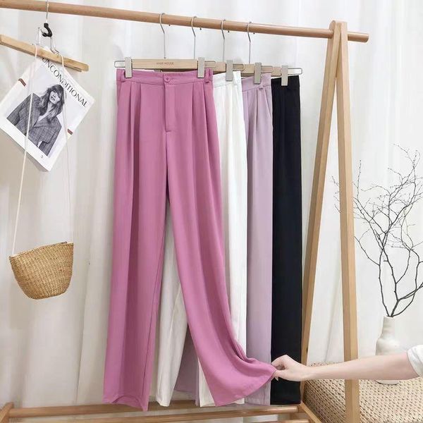 

women 2021 spring autumn suit pants female fashion casual high waist formal straight pant trousers office lady pantalon g385 women's &, Black;white