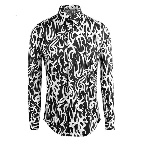 

men's casual shirts casual silk shirt, long sleeve high pocket, flame punk print, classic luxury 3d, fashion, s 2xl # a2272021, White;black
