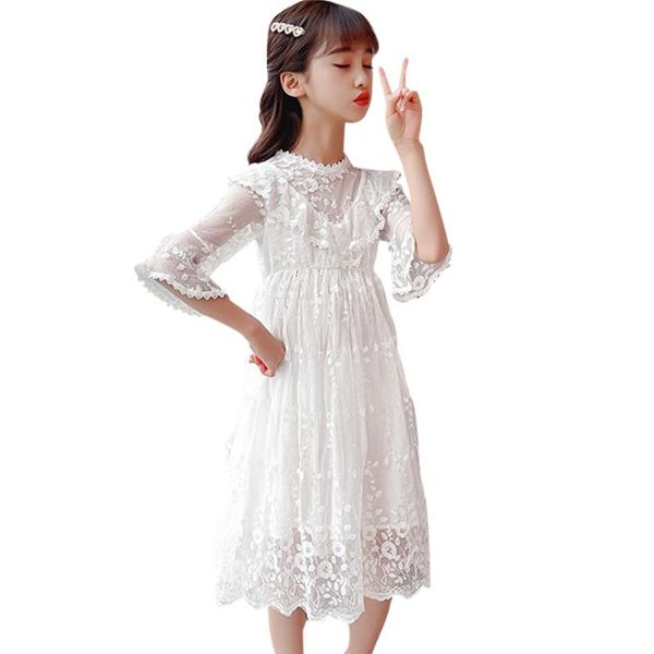 

girl dress lace floal kids party dresses for girls summer child cute style costume 6 8 10 12 14 girl's, Red;yellow