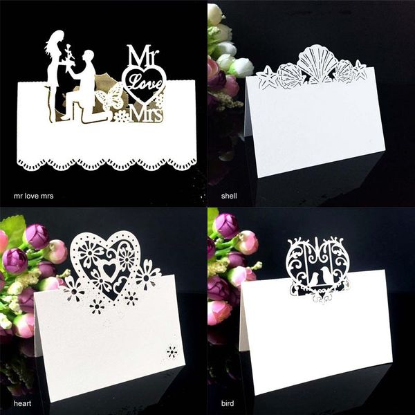 

greeting cards 50pcs mini wedding invitation card postcard laser cut hollow table butterflies flower heart place party supplies
