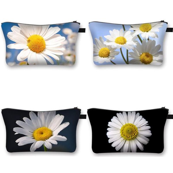 

monet water lily sunflower daisy printing cosmetic bag women beauty for travel fashion ladies portable makeup bags gift & cases