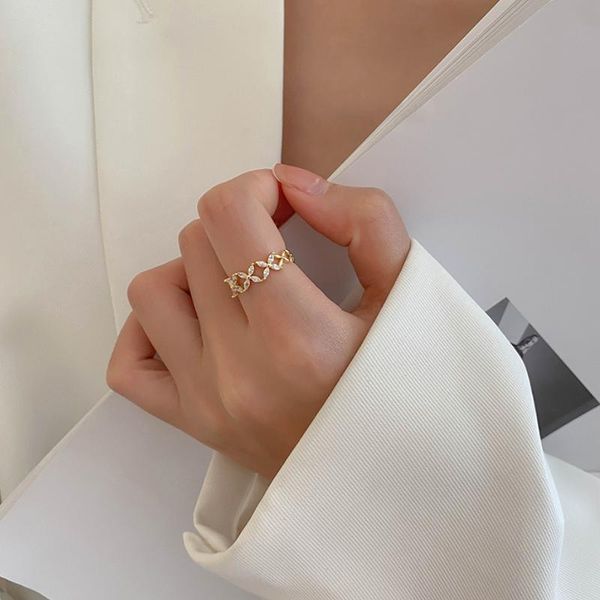 

wedding rings super flash zircon ins high sense of south korea wild cold wind niche chain women open 2021 jewelry party, Slivery;golden