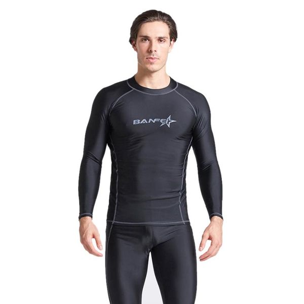 

one-piece suits banfei quick dry long sleeve rashguard men swimsuit swimming suit upf 50+ beach rash guard diving surfing shirt for