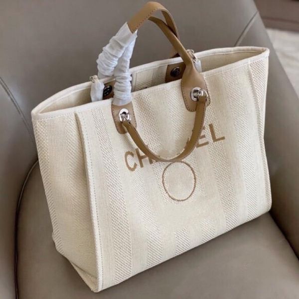

french fashion classic leather canvas beach bag large capacity and shopping