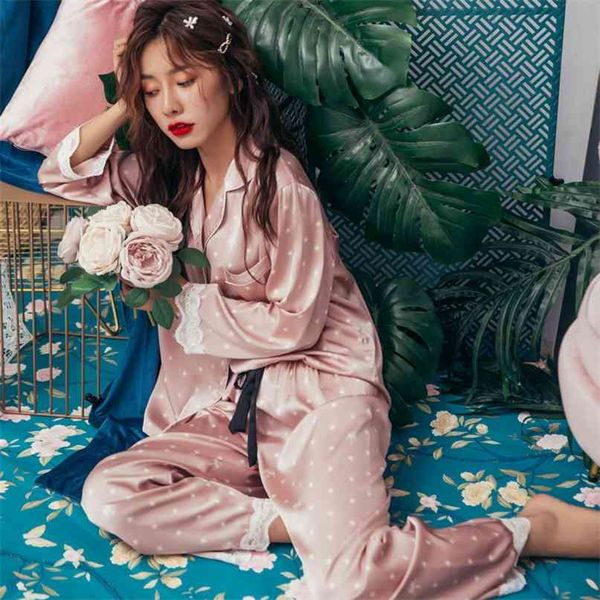 

lisacmvpnel print fashion women pajama set sweet lace cuff trousers long sleeve suit pyjamas 210924, Black;red