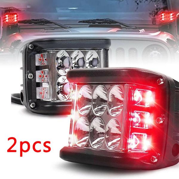 

working light lamp work pods suv side shooter strobe truck white & red 10-30 v dc