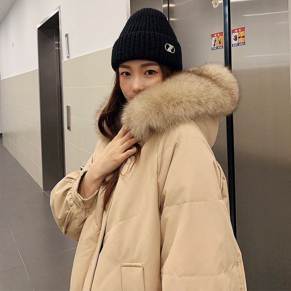 

white duck zhang beibei same women's middle and long new fashion thickened knee down jacket, Black
