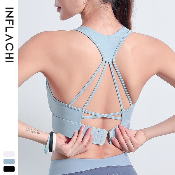 

2021 shockproof gathered sports underwear women yoga suit adjustable breasted fitness bra vest back, Black;white