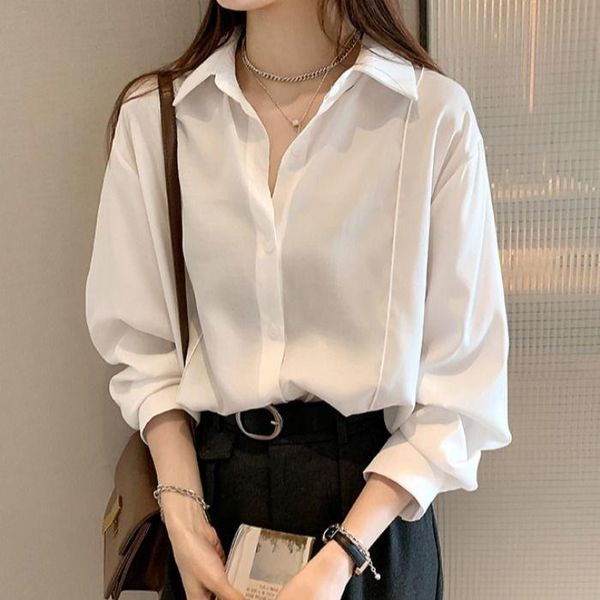

women's blouses & shirts zadily 2021 summer women white shirt solid chiffon long-sleeved all-match fashion lightly cooked style