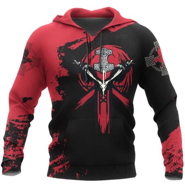 

men's hoodies & sweatshirts crazy pattern warrior viking tattoo 3d printed men harajuku hooded sweatshirt autumn fashion hoodie, Black