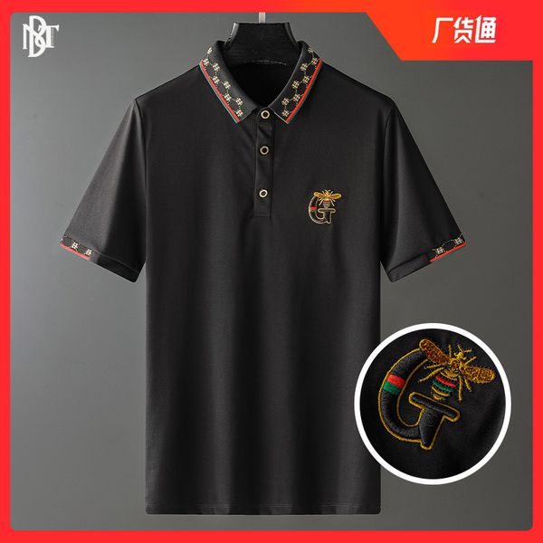 

summer new embroidery short sve european fashion men's casual half sve t-shirt slim polo shirt, White;black