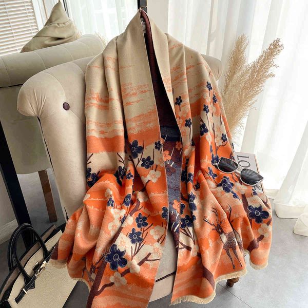 

tippet muffler scarf 2021 scarf women's spring and autumn deer shawl over cloak double-sided imitation cashmere warm winter, Blue;gray