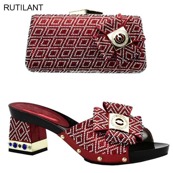 

dress shoes italian with matching bag for women nigerian wedding shoe and set decorated rhinestone party, Black