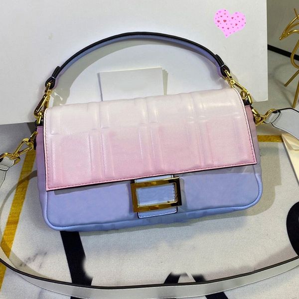 

3d embossed letter printed women's shoulder bag pink purple gradual change star charm handbag leather flap purse with magnetic clasp to