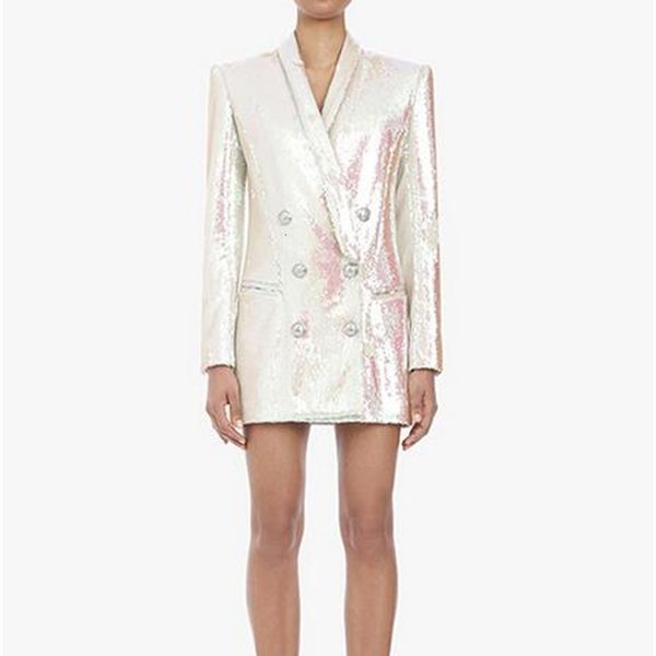 

women's suits & blazers latest european and american explosion models double row metal lion buckle sequins slim blazer 0t5g, White;black