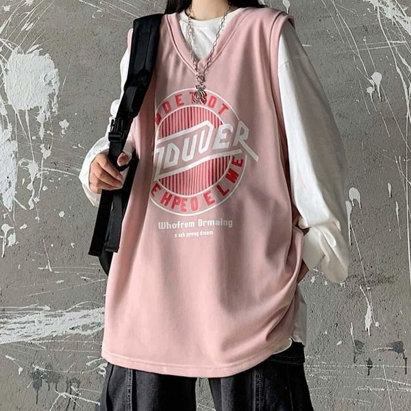 

women's tanks & camis korean men's and women's sleeveless t-shirt, outdoor casual wear, hip-hop loose vest, large street coat, White