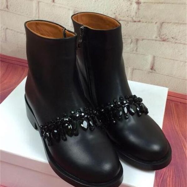 

autumn ankle with gold metal chain black leather chain-embellished chain-riding boots short boot