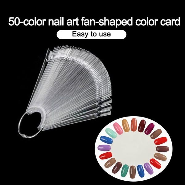 

50/set nail art tips display practice sticks fan shaped polish swatches color sample tools supplies kits