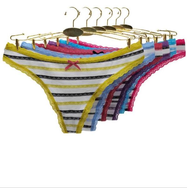 

women's panties 5 pcs lot striped ladies cotton thong lace women underwear arrivals underpants  l xl 87410, Black;pink