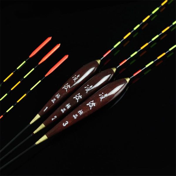 

fishing accessories 3pcs float wood fluorescent high sensitivity bobber luminous marked bold light