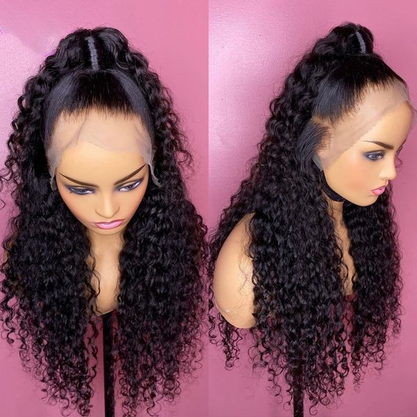 

costume accessories middle part 180%density 26 inch long kinky curly synthetic lace front wig for black women with babyhair preplucked daily, Silver
