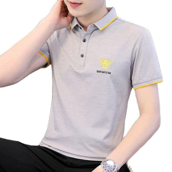

men's polos 2021 shirt men solid casual cotton giraffe slim fit embroidery short sleeve 10 colors, White;black