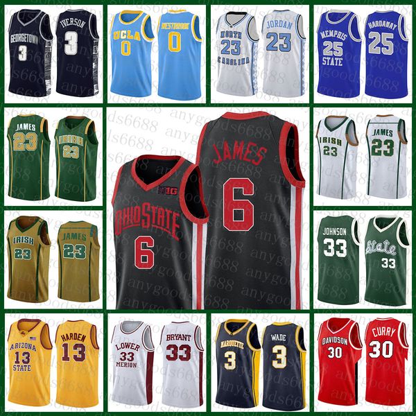

ncaa ohio state buckeyes university 6 lebron 23 james university of michigan earvin 33 johnson basketball jersey georgetown university allen, Black
