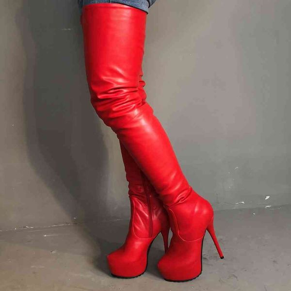 

boots plus size 47 customize extreme colors high heels on the knee women's shoes red platform party 2yfi, Black