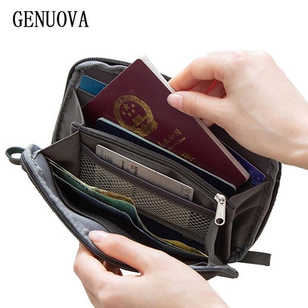 

card holders travel passport package creative nylon storage organizer men's and women's hand hold id case multi pockets wallet, Brown;gray