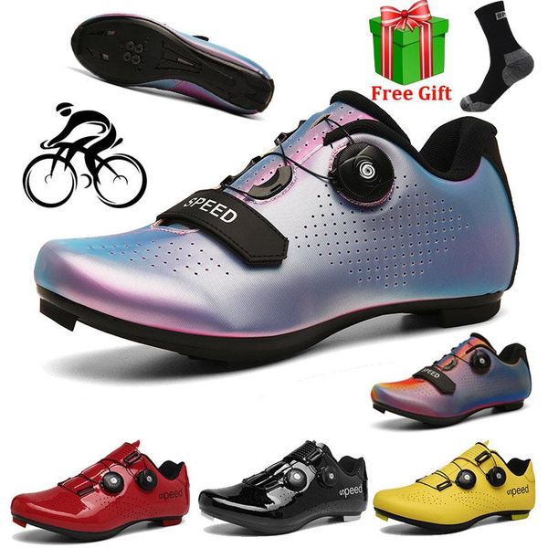 

cycling footwear ultralight shoes 2021 double buckle mtb luminous bike self-locking bicycle professional women sneakers men bicicleta, Black