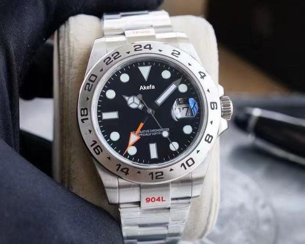 

wristwatches mens watch explorer ii sapphire glass dial gmt wrok automatic mechanical solid stainless steel original clasp men watches, Slivery;brown