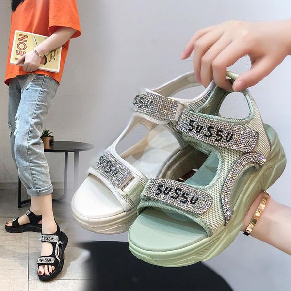 

women summer sandals fashion buckle strap solid fringe cover heel flat platform casual ladies plus size mujer, Black