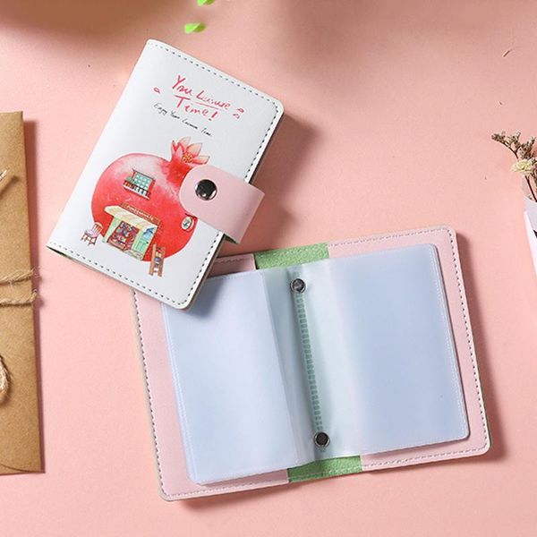 

card holders cute women holder cartoon fruit wallet for cards business pink bank cardholder orgainzer 26 slots, Brown;gray